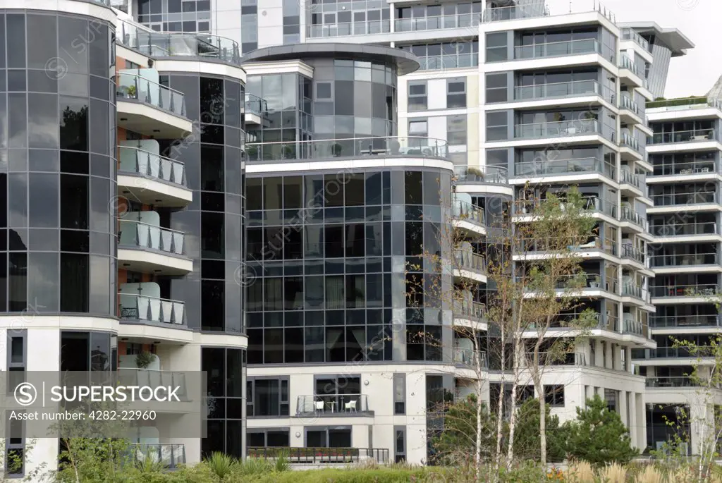 England, London, Fulham. Apartments at Imperial Wharf, a new residential riverside development in Fulham.