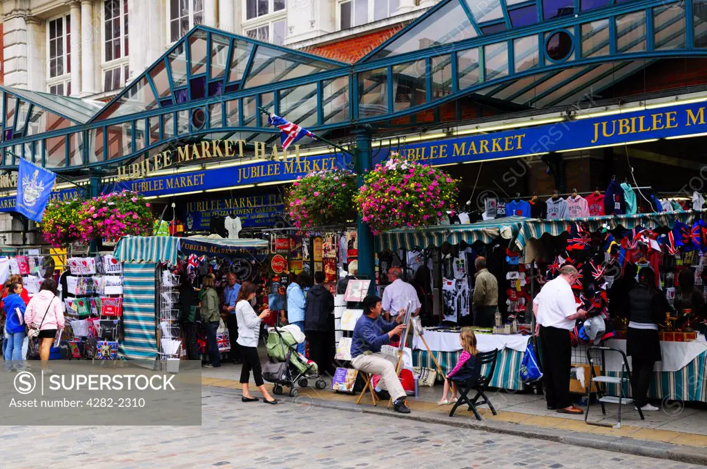 England, London, Covent Garden. People shopping in Jubilee Hall Market on the south side of the piazza in Covent Garden.