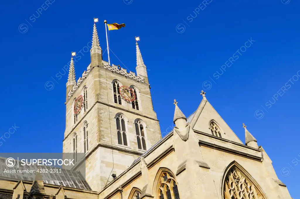 England, London, Southwark. Southwark Cathedral or The Cathedral and Collegiate Church of St Saviour and St Mary Overie. It was designated a cathedral in 1905 upon the creation of the Church of England Diocese of Southwark.