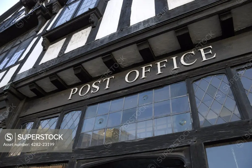 England, Essex, Colchester. The Old Post Office in a timber framed building in Colchester High Street.