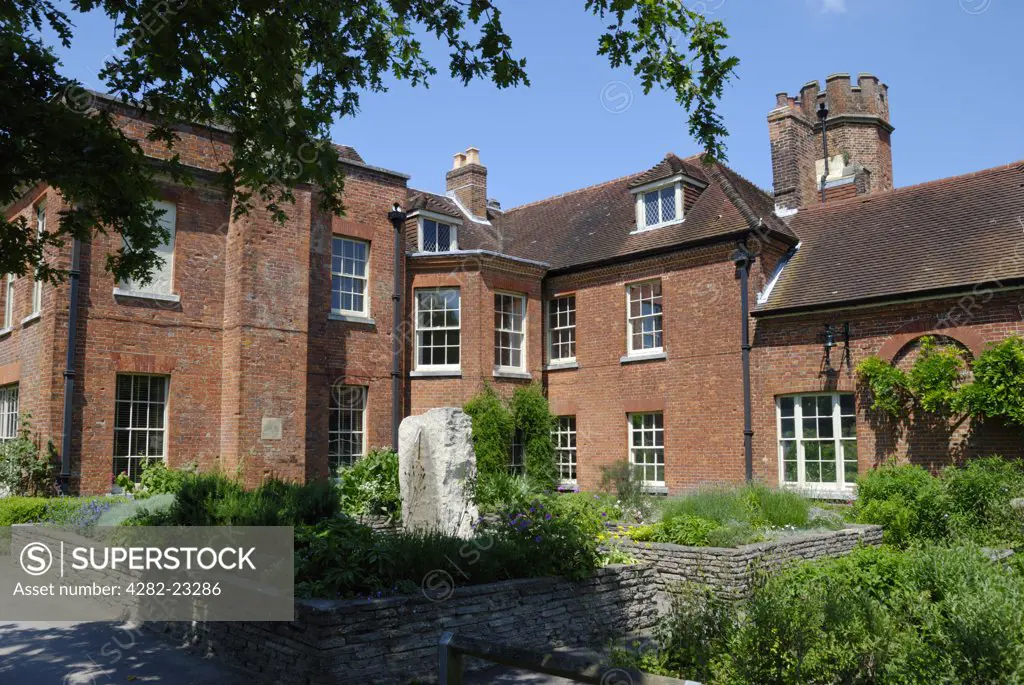 England, Hampshire, Winchester. Abbey House, the official residence of the Mayor of Winchester. The house is an elegant property erected in about 1700 and sited in the beautiful Abbey Gardens.