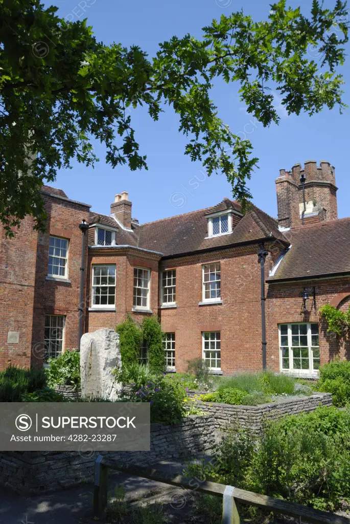 England, Hampshire, Winchester. Abbey House, the official residence of the Mayor of Winchester. The house is an elegant property erected in about 1700 and sited in the beautiful Abbey Gardens.