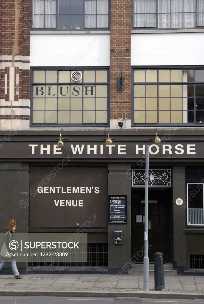 England, London, Shoreditch. The White Horse gentlemen's venue and striptease club.