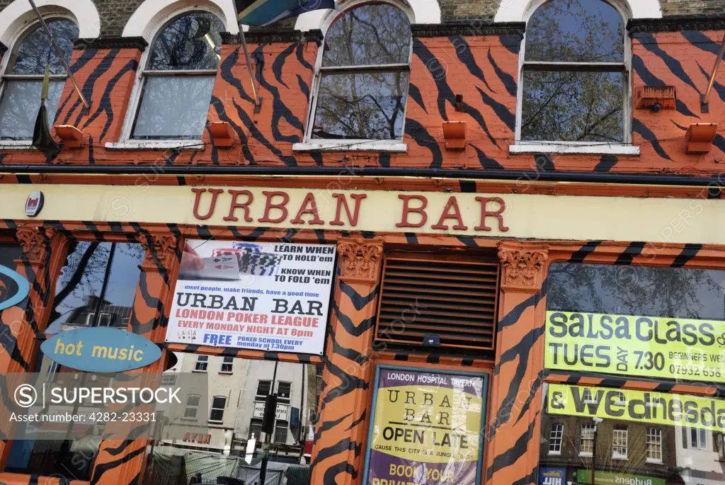England, London, Whitechapel. The exterior of the Urban Bar in Whitechapel Road.