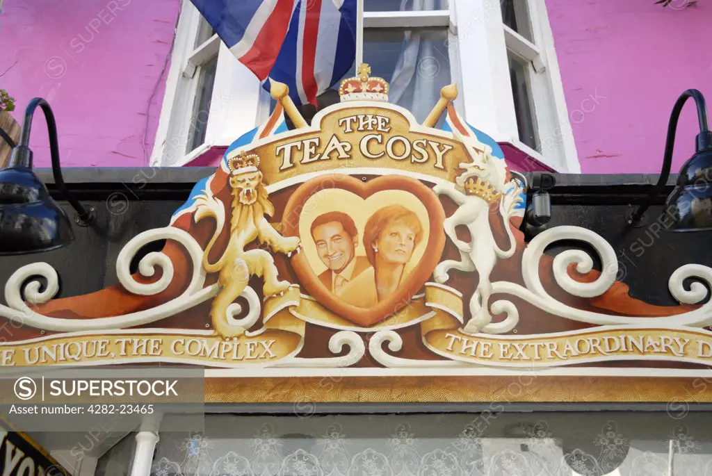 England, City of Brighton and Hove, Brighton. The Tea Cosy tearooms in Brighton, dedicated to the memory of Princess Diana.
