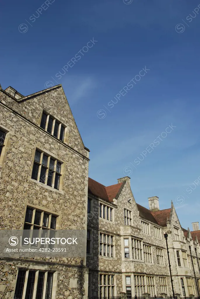England, Hampshire, Winchester. Exterior view of the Medieval Council buildings next to the Great Hall in Winchester.