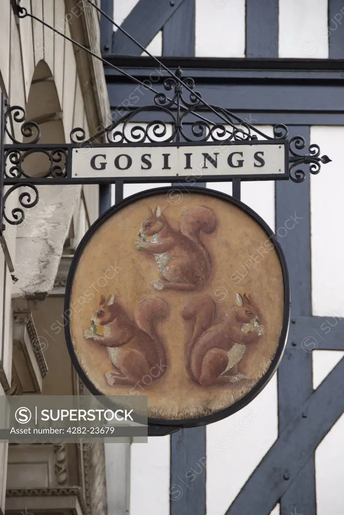 England, London, The City. Close up of a former Goslings Bank sign outside Barclays Bank in Fleet Street.