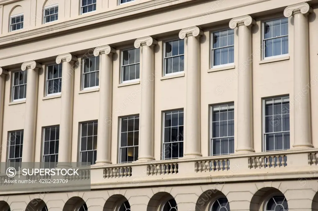 England, London, Regent's Park. Luxurious terraced apartment facade in York Gate.