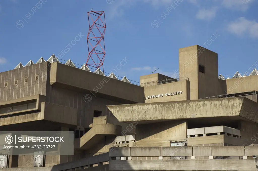 England, London, South Bank. The Hayward Gallery and part of the South Bank complex of concrete buildings.