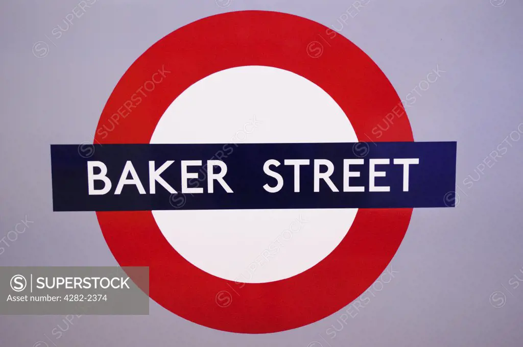 England, London, Baker Street. Baker Street Underground Station symbol.