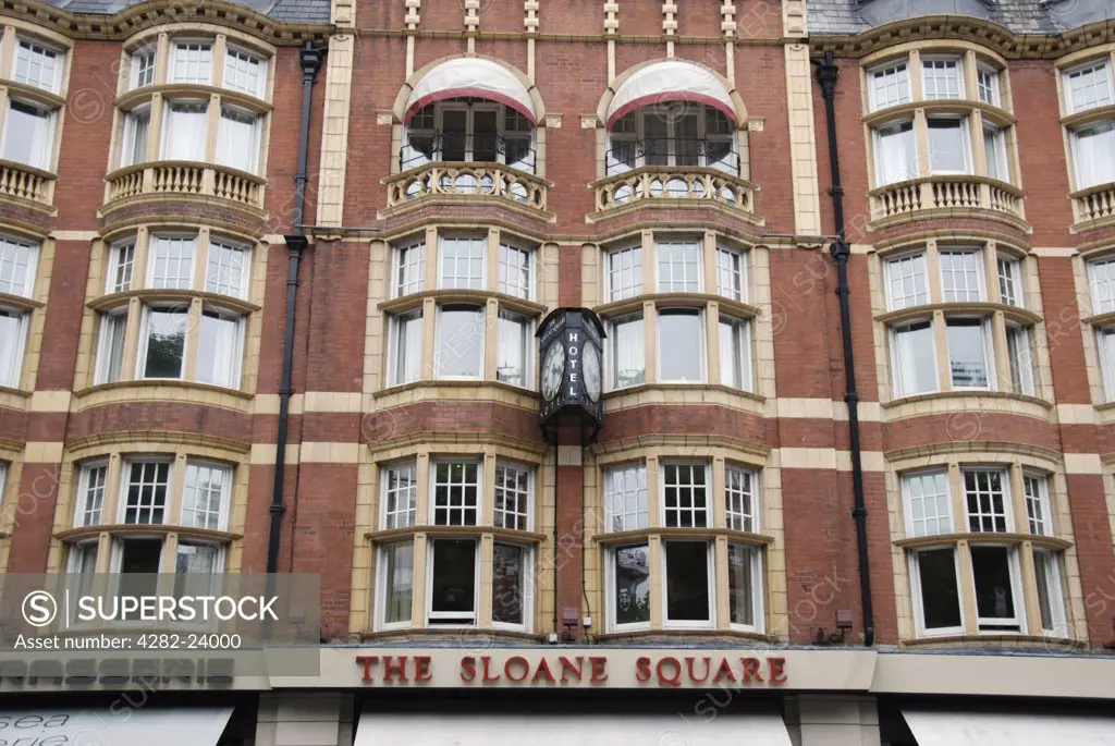 England, London, Chelsea. The front exterior of Sloane Square Hotel in Chelsea.