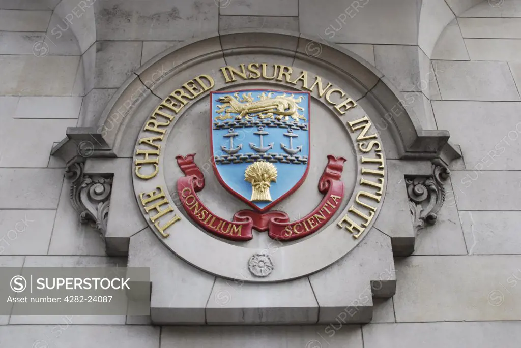 England, London, The City. The Chartered Insurance Institute sign.