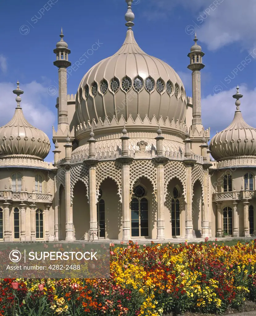 England, West Sussex, Brighton. A view to The Royal Pavilion in Brighton.
