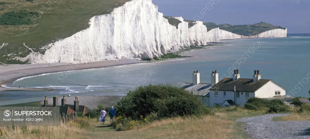 England, East Sussex, Seaford. The Seven Sisters at Burling Gap.