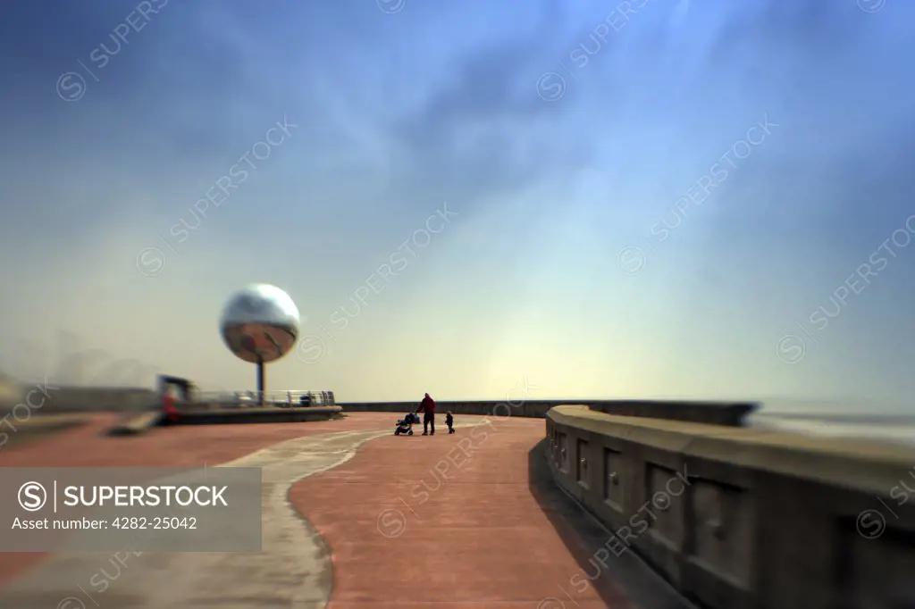England, Lancashire, Blackpool. The largest mirror ball in the world in Blackpool. Over 6.2 million visitors now travelling to Britain's No. 1 Resort Theme Park every year.