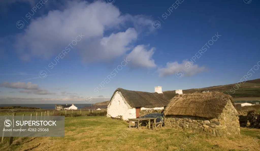 Wales, Isle of Anglesey, Swtan. A view of Swtan which is the last thatched cottage in Anglesea.