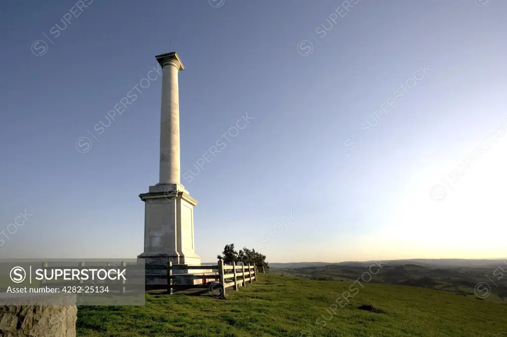 Wales, Montgomeryshire, Town hill. A view of Town Hill and Montgomeryshire County war memorial.