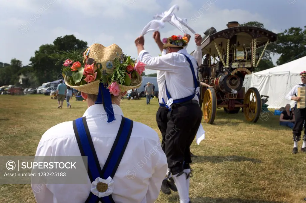 England, Hertfordshire, Whitwell. The Offley Morris Men dancing at the Whitwell Steam and Country Fair.