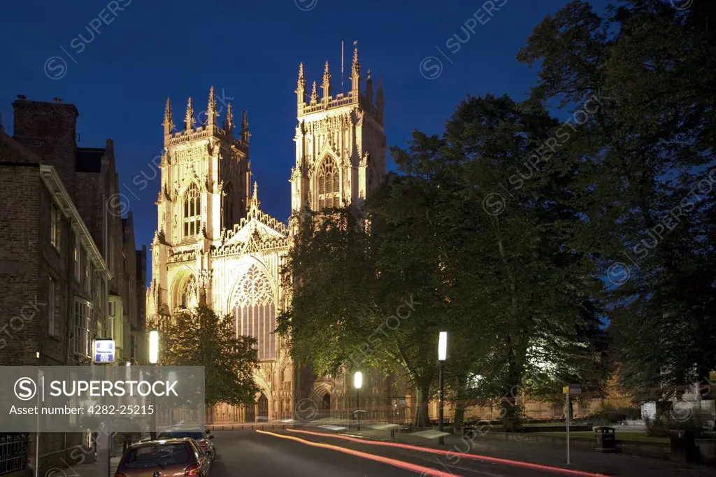 England, North Yorkshire, York. A view toward York Minster from Duncombe Place.