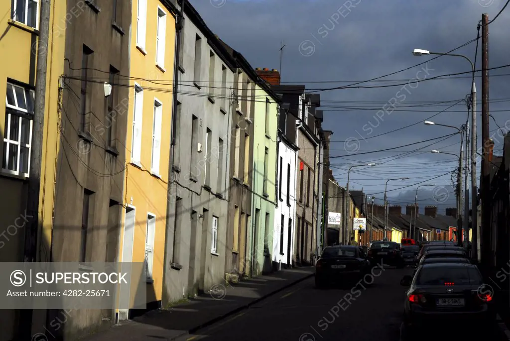 Republic of Ireland, County Cork, Central Cork. Terraced houses on a hill in central Cork.