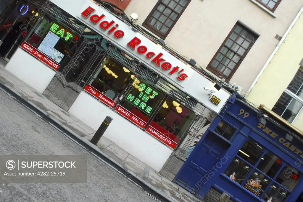 Republic of Ireland, County Cork, Central Cork. Exterior view of Eddie Rockets restaurant in central Cork.
