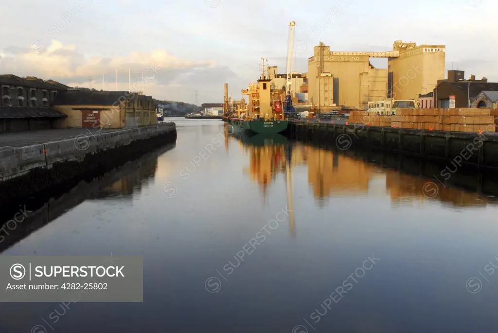 Republic of Ireland, County Cork, Docks. Dawn view over the docks and River Lee in Cork.