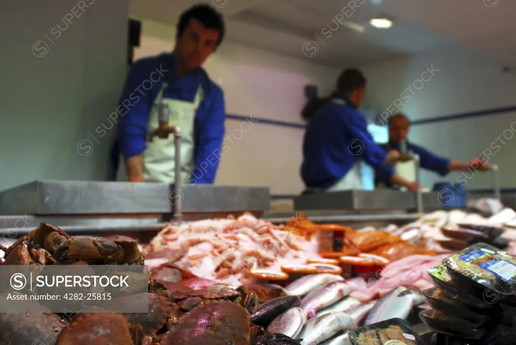 Republic of Ireland, County Cork, English Market. Detailed view of a fish stall at the English Market in Cork.