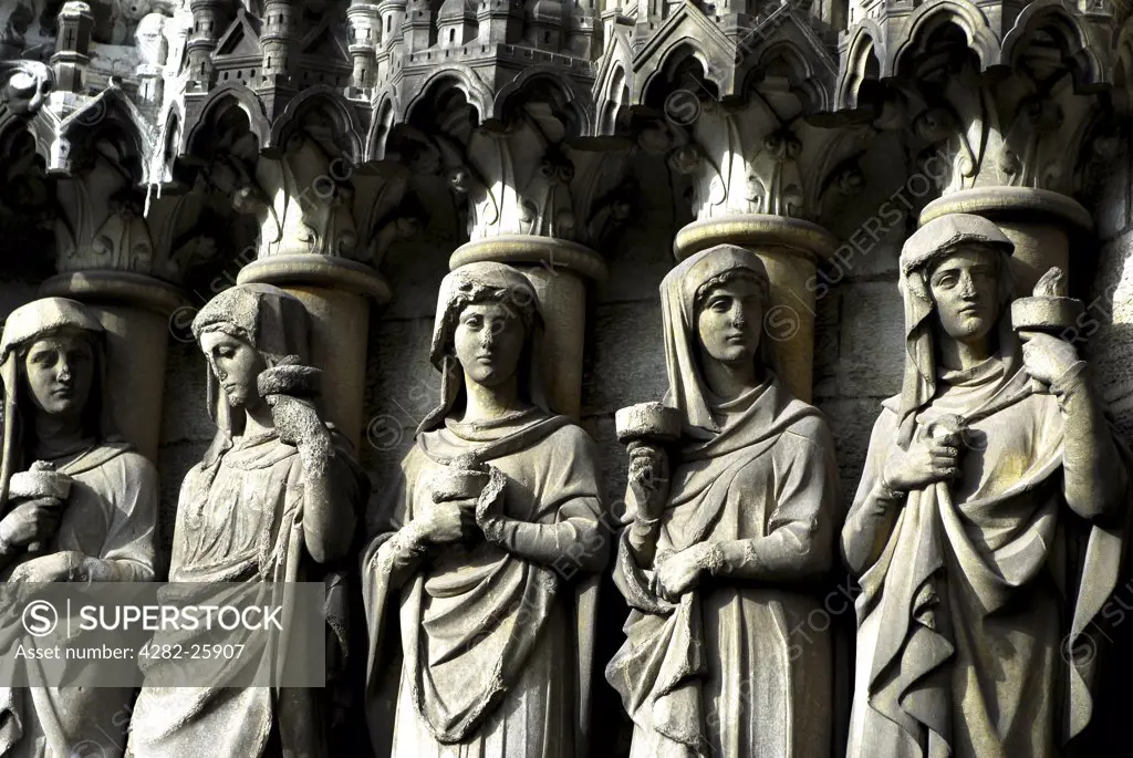 Republic of Ireland, County Cork, St Finbarre's Cathedral. Close up of a row of statues at St Finbarre's Cathedral in Cork.