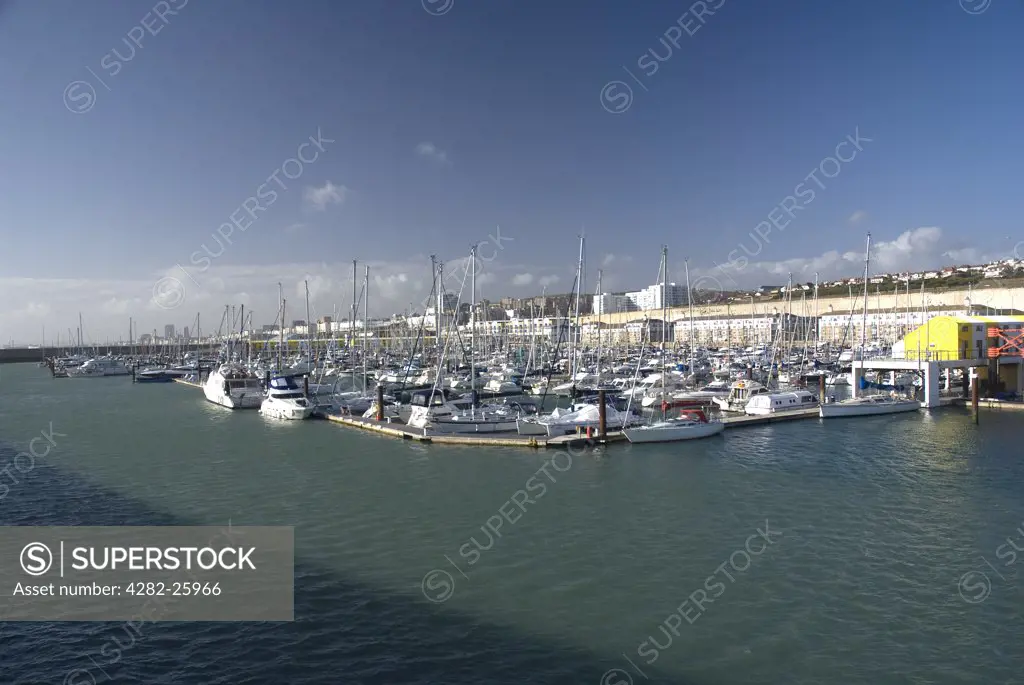 England, City of Brighton and Hove, Brighton. Boats moored in Brighton Marina.