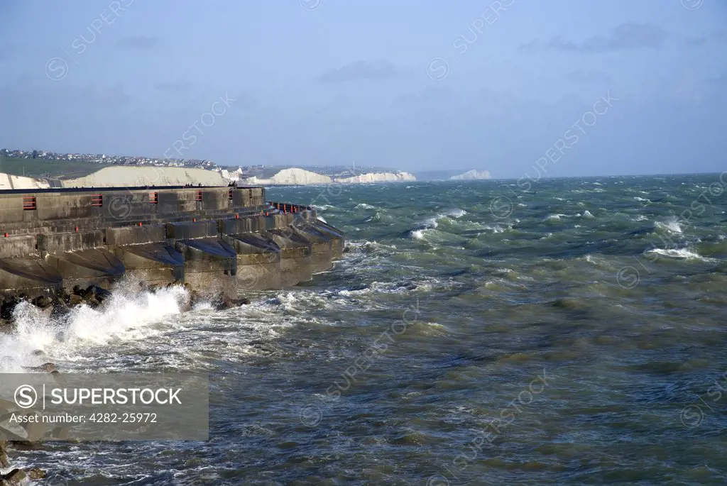 England, City of Brighton and Hove, Brighton. Sea defences protecting Brighton Marina.