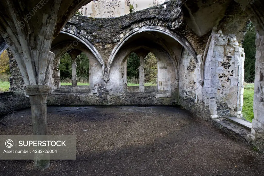 England, Surrey, Waverley Abbey. The ruins of Waverley Abbey, the first Cistercian abbey in England, founded in 1128 by William Giffard, Bishop of Winchester.