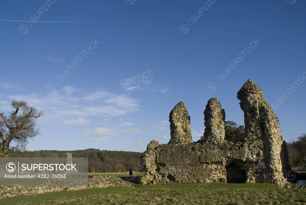 England, Surrey, Waverley Abbey. The ruins of Waverley Abbey. Built in 1128 it was Britain's first Cistercian Abbey.
