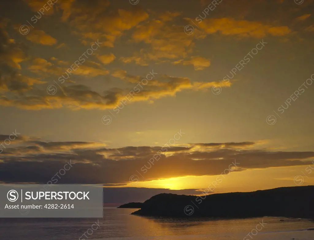 Wales, Pembrokeshire, Whitesands Bay. Sunset over Whitesands Bay.