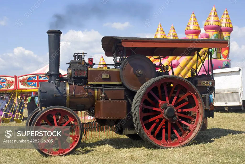 England, East Sussex, Ringmer. A steam traction engine on display at the  Ringmer Steam & Country Show.