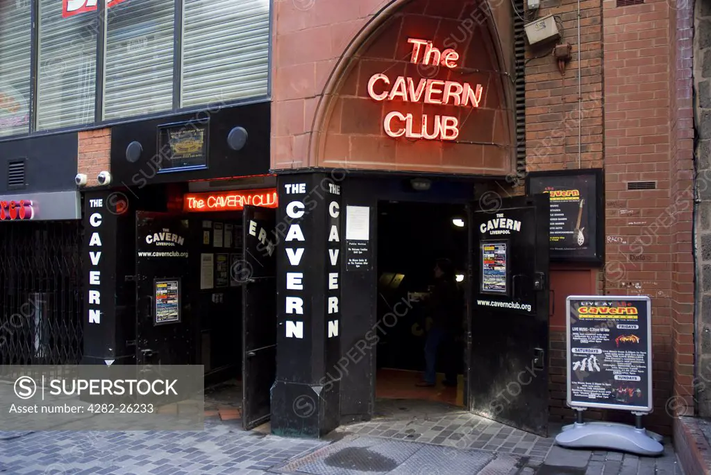 England, Merseyside, Liverpool. The Cavern Club in Mathew Street, 'the most famous club in the world'. The club is where Brian Epstein first saw The Beatles perform in 1961.