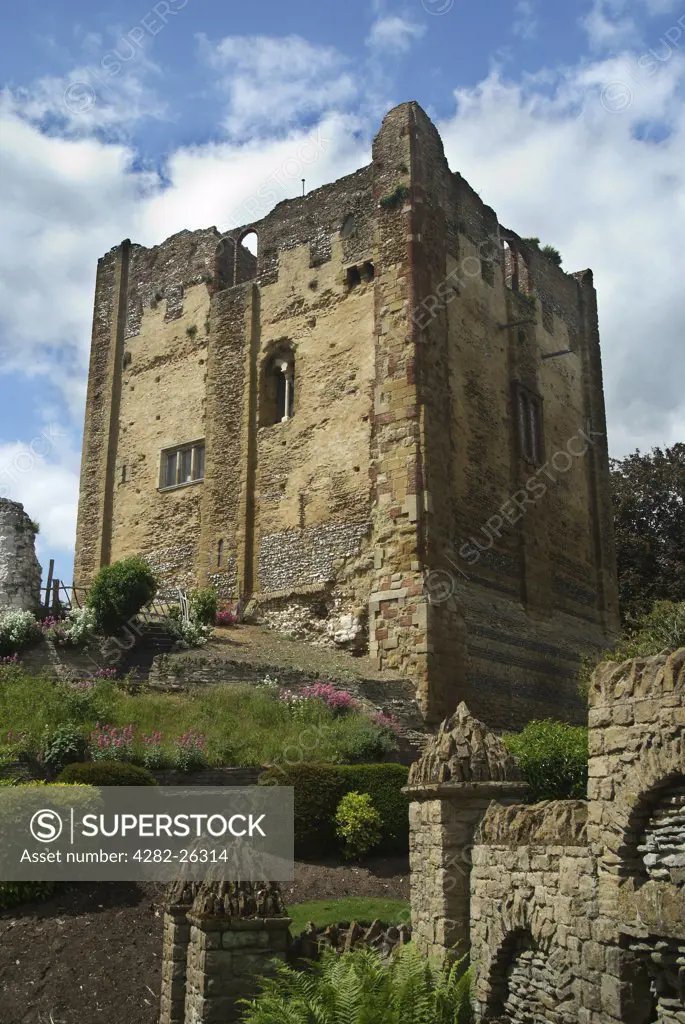 England, Surrey, Guildford. Guildford Castle and grounds. Under Henry III it was made one of the most luxurious royal residences in England. The castle is surrounded by beautiful gardens.