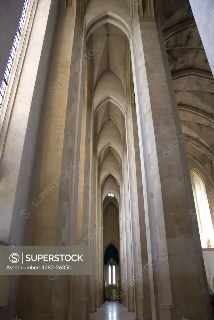 England, Surrey, Guildford. The south aisle inside Guildford Cathedral.