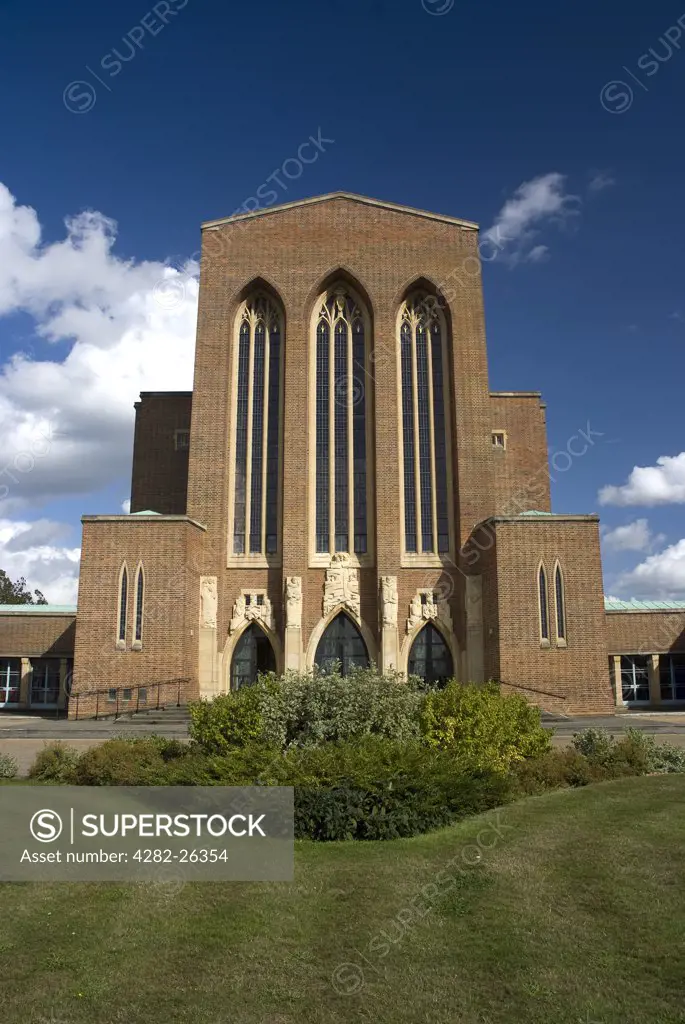 England, Surrey, Guildford. The West Front of Guildford Cathedral, built in 1928 as a result of the Diocese of Winchester being divided into three sections to meet the needs of an expanding population.