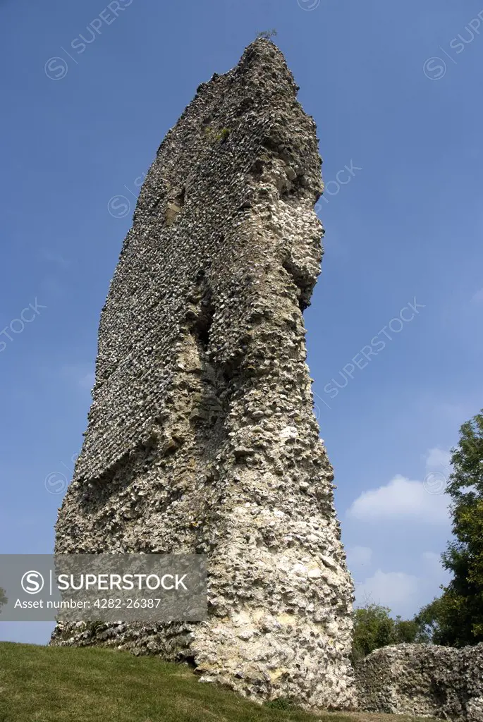 England, West Sussex, Bramber. The remains of the gatehouse tower of Bramber Castle, originally built around 1070 by William De Braose to defend an important port on the River Adur.