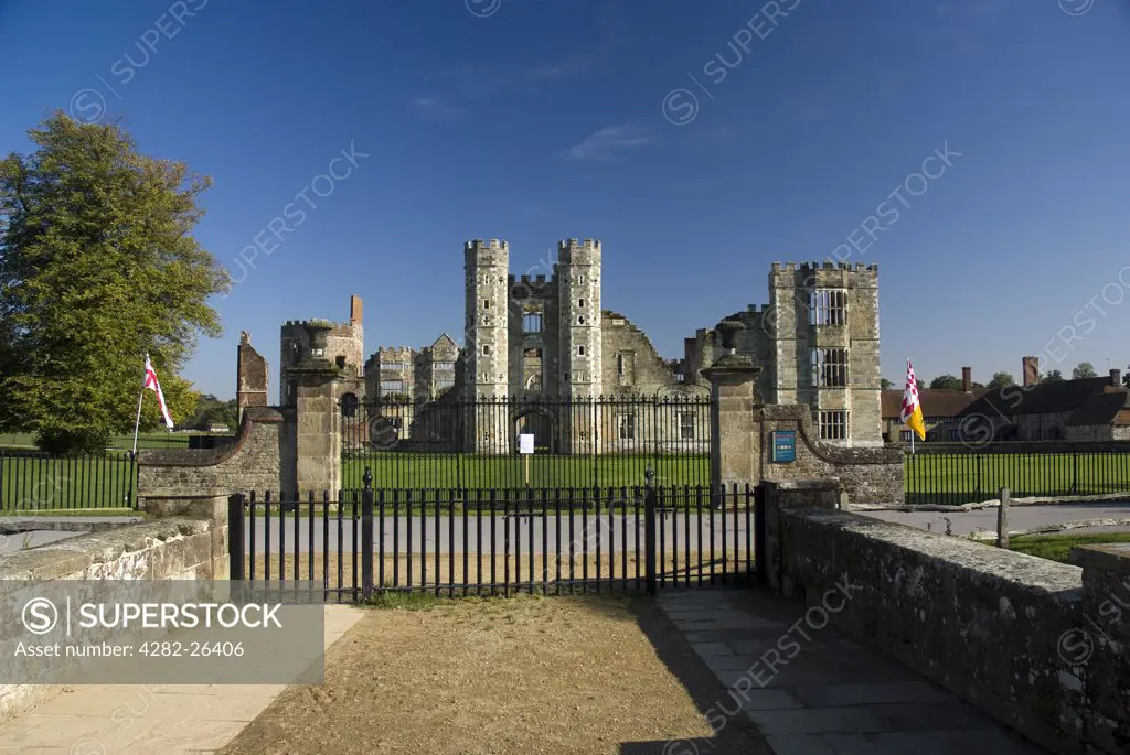 England, West Sussex, Midhurst. Cowdray Ruins, one of Southern England's most important early Tudor courtier's palaces set in the grounds of Cowdray Park.