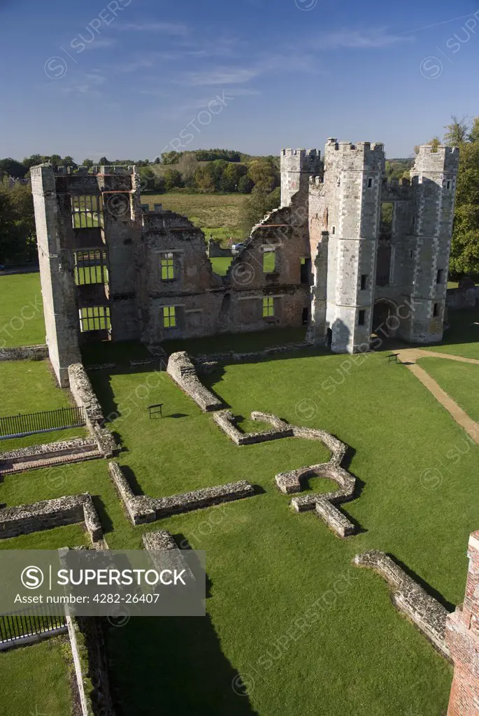 England, West Sussex, Midhurst. The ruins of Cowdray Ruins, one of Southern England's most important early Tudor courtier's palaces set in the grounds of Cowdray Park.