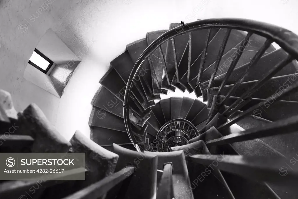 England, London, The City. A view down the spiral stairs inside the Monument in the City of London.