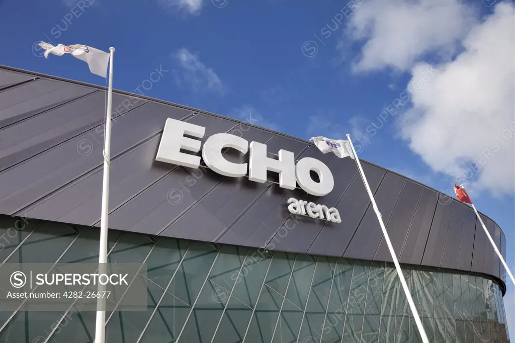 England, Merseyside, Liverpool. The Echo Arena, an 11,000 capacity venue on the eastern bank of the river Mersey, in the heart of Liverpool city centre.