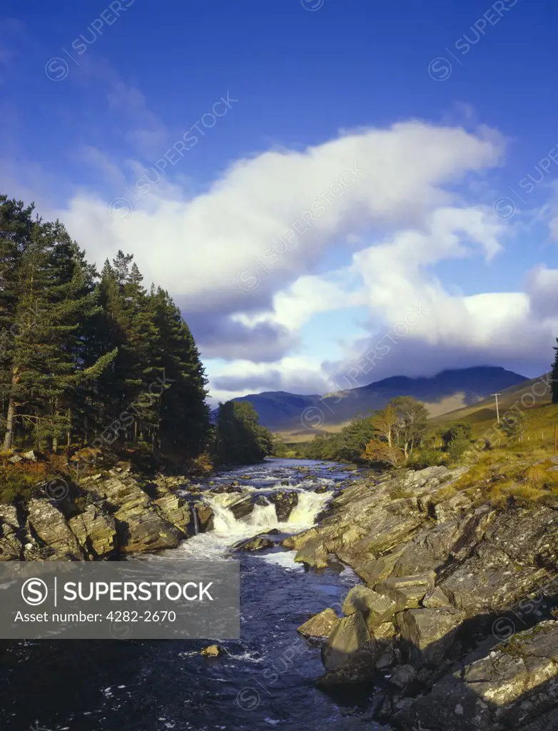 Scotland, Strathclyde, Glen Orchy. Falls on the River Orchy in Glen Orchy.