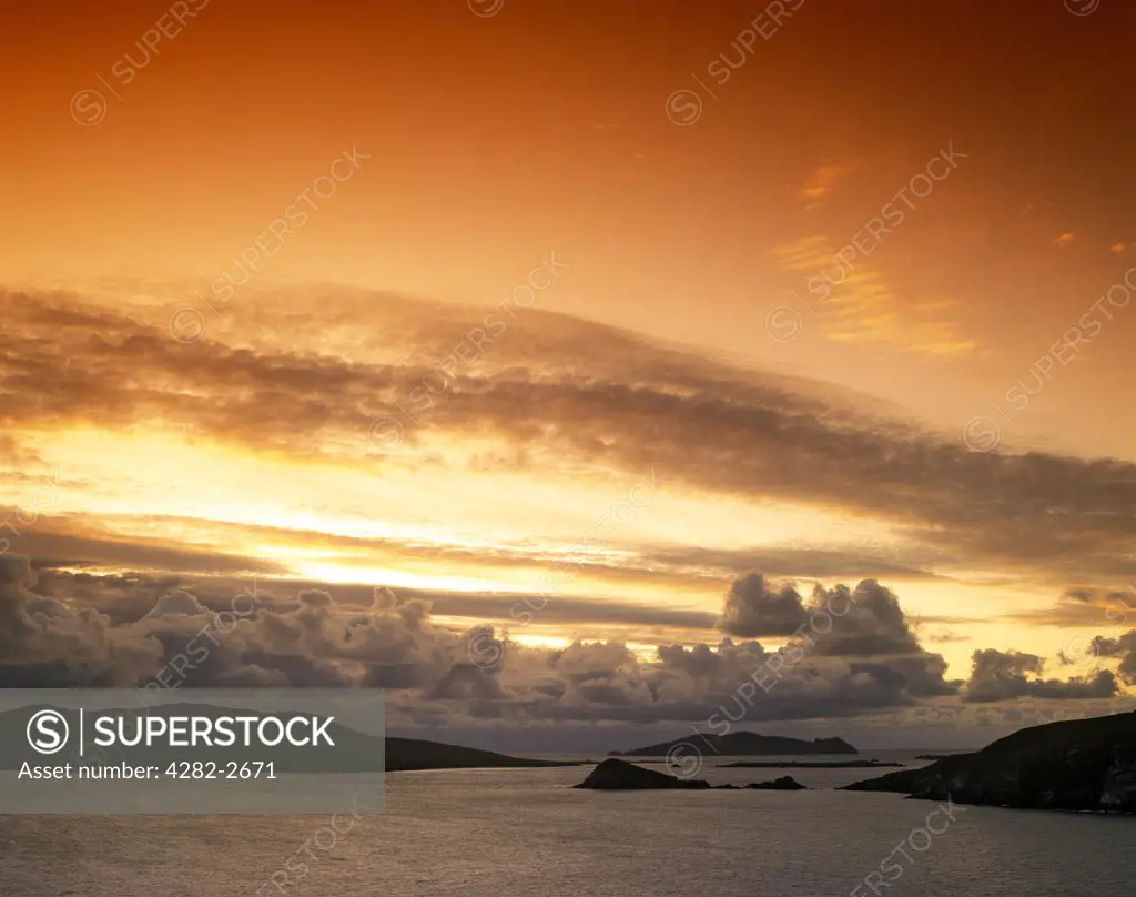 Republic of Ireland, County Kerry, Slea Head Dingle. Sunset from Slea Head Dingle.