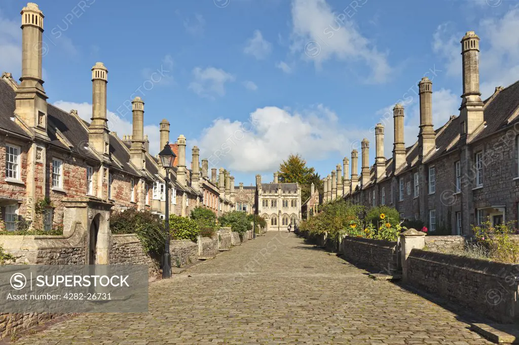 England, Somerset, Wells. Vicars' Close in Wells, claimed to be the oldest purely residential street with its original buildings all surviving intact in Europe.