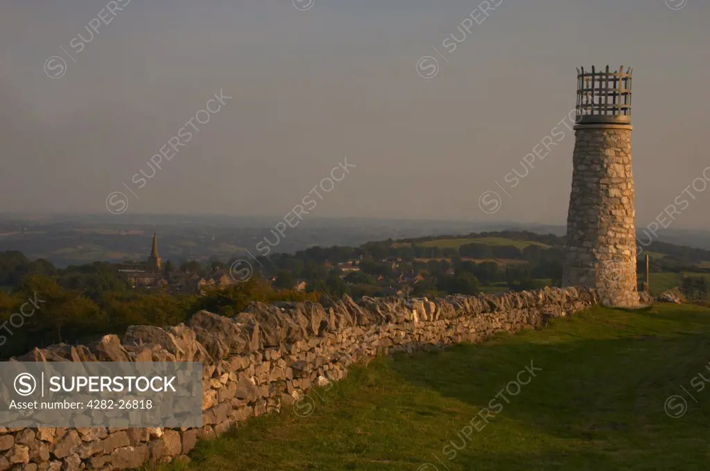 England, Derbyshire, Crich. The beacon at the site of Crich Memorial Tower.