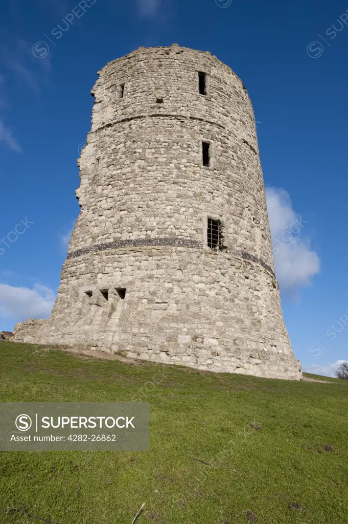 England, Essex, Hadleigh. The remains of a circular tower, part of the ruins of Hadleigh Castle in Hadleigh Castle Country Park.