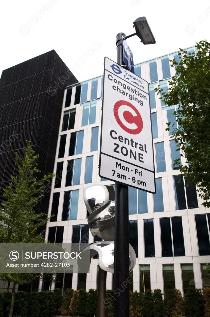 England, London, London. A congestion charge sign in West London.