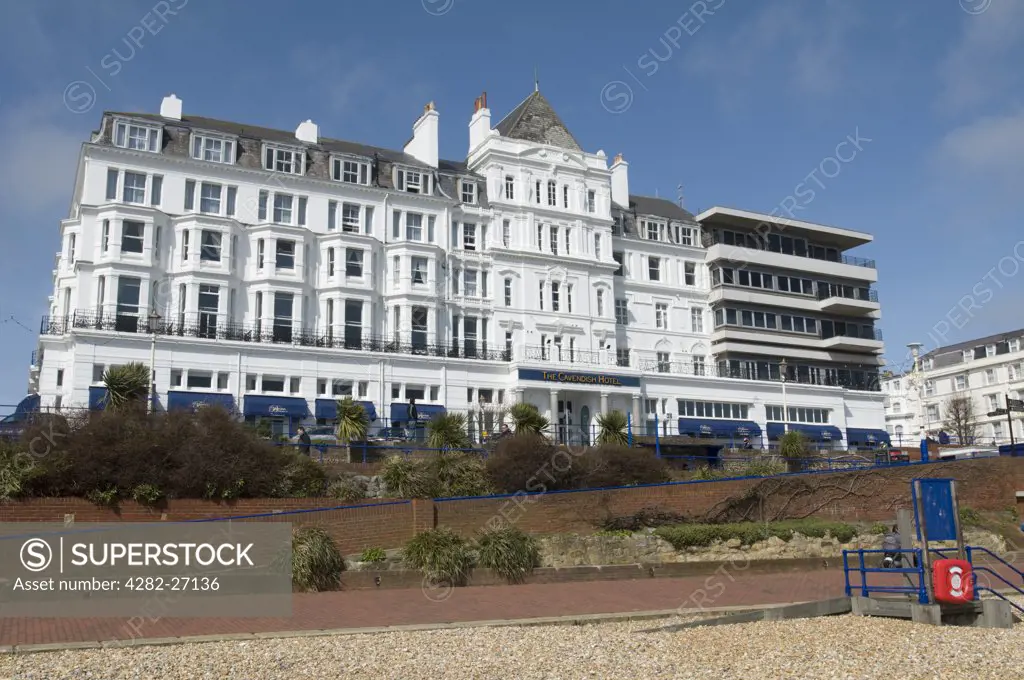 England, East Sussex, Eastbourne. The Cavendish Hotel on the seafront at Eastbourne.